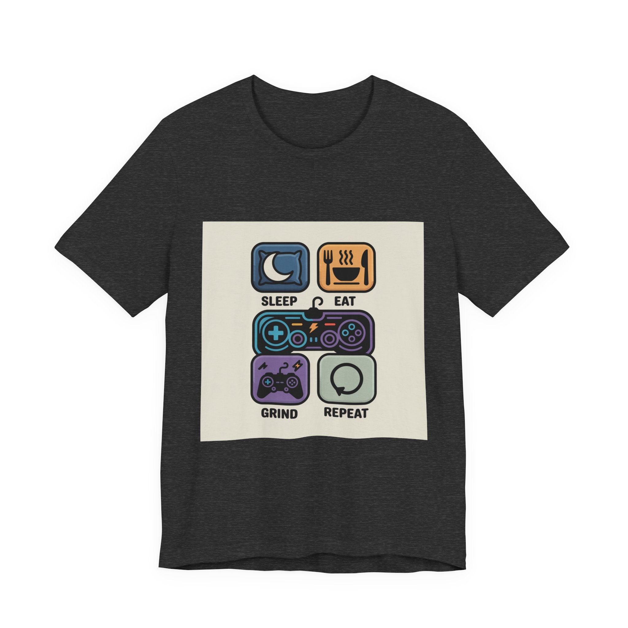 Gaming Life Unisex Tee - Sleep, Eat, Grind, Repeat Shirt, Gamer Gift, Funny Casual Tee, Perfect for Birthdays and Celebrations