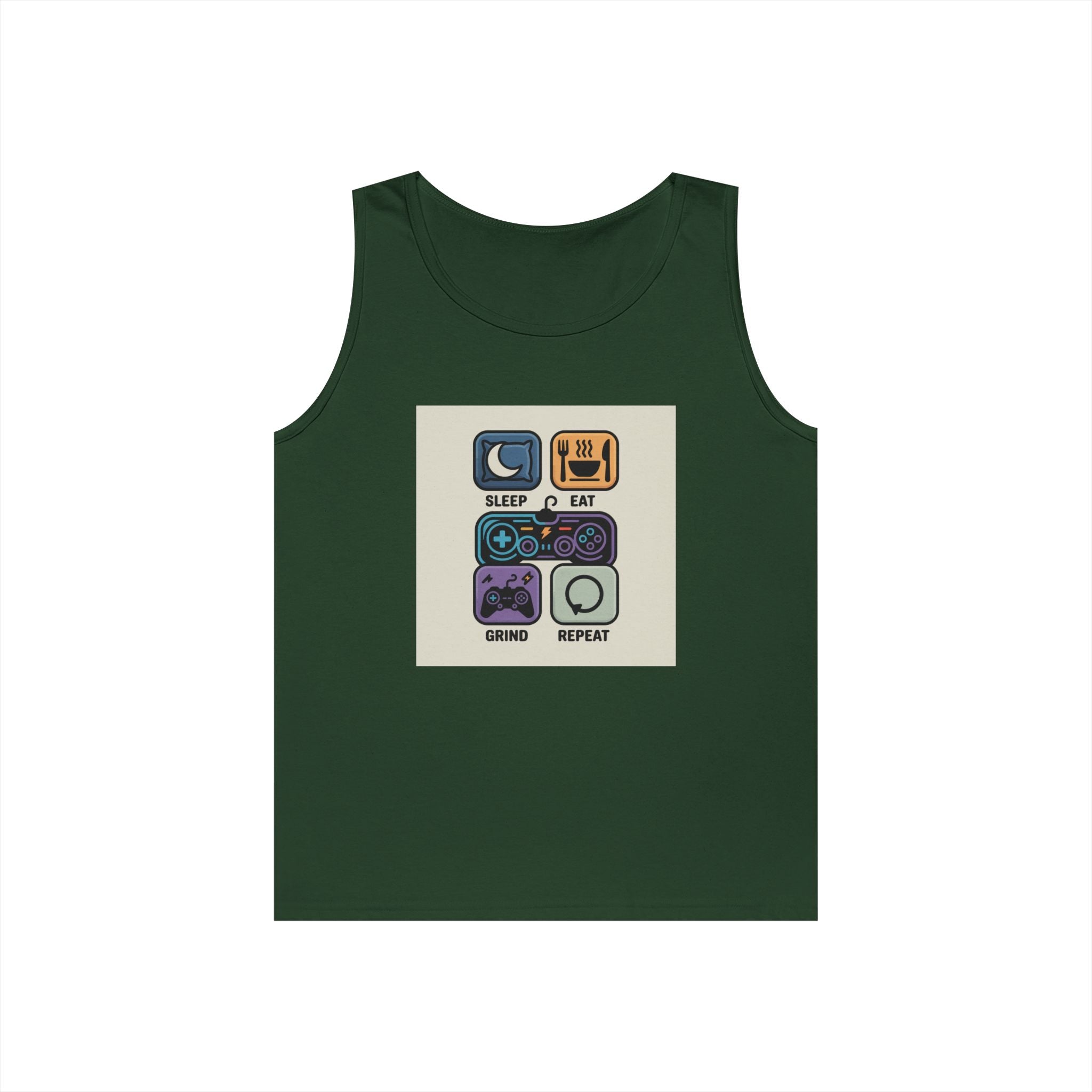 Gaming Lifestyle Tank Top | Sleep Eat Grind Replay | Unisex Cotton Tee for Gamers, Birthday Gift, Casual Wear, Funny Top, Gamer Apparel