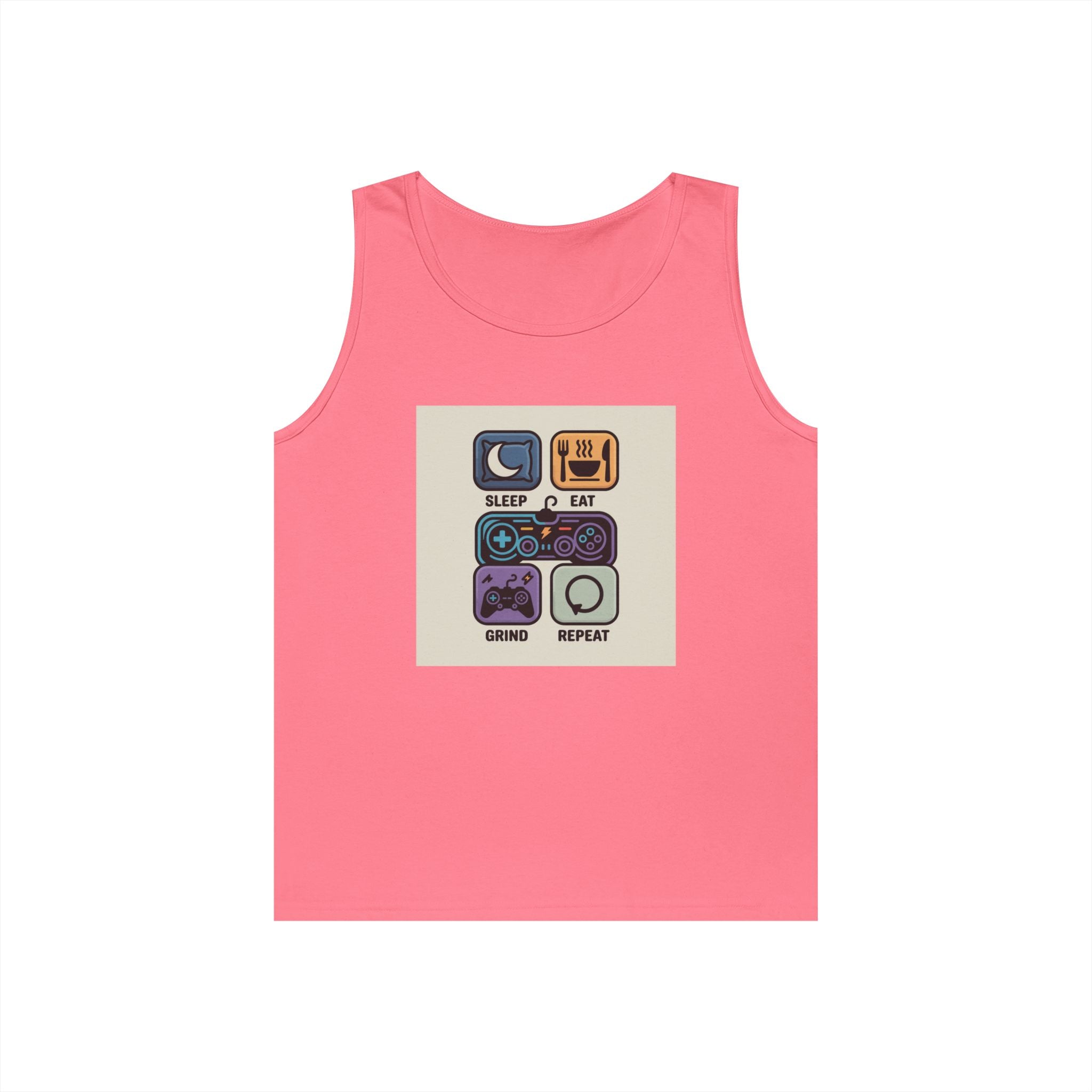 Gaming Lifestyle Tank Top | Sleep Eat Grind Replay | Unisex Cotton Tee for Gamers, Birthday Gift, Casual Wear, Funny Top, Gamer Apparel