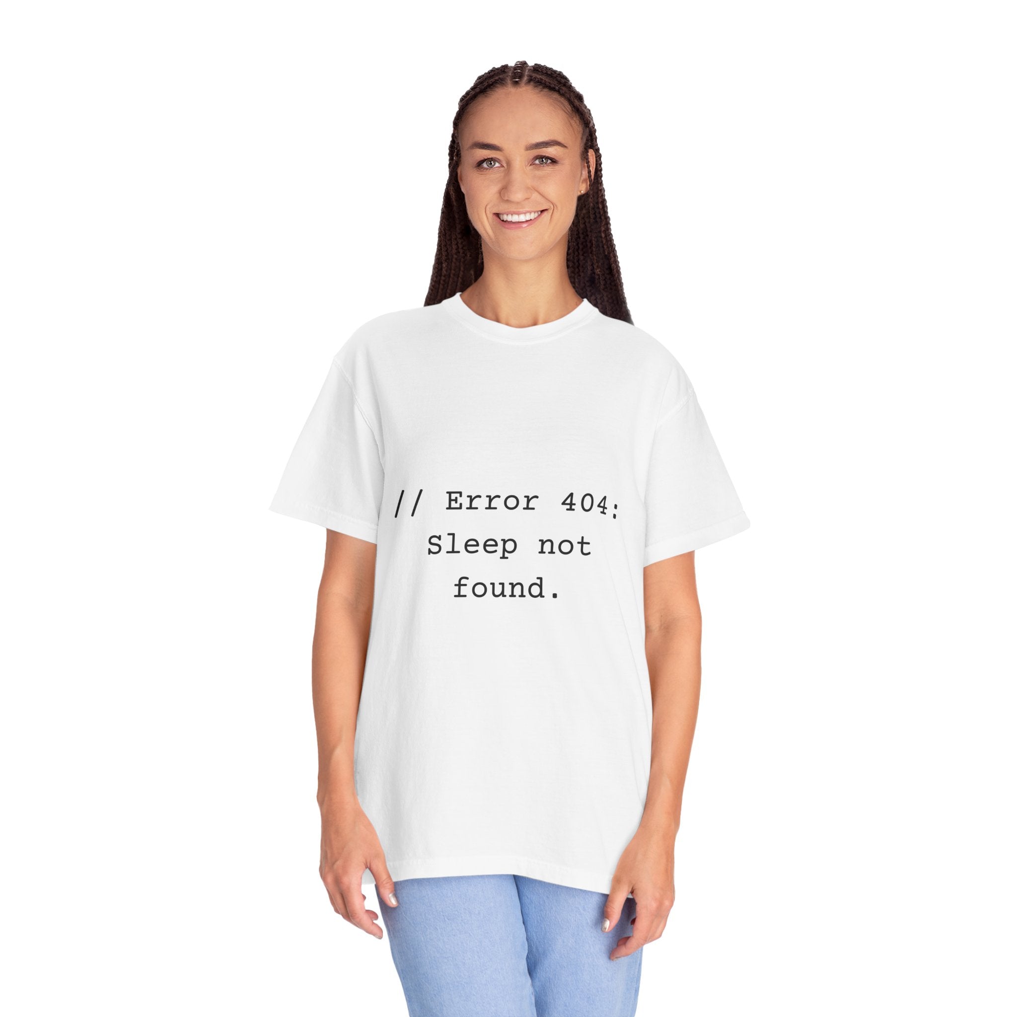 Error 404 Sleep Not Found Unisex T-Shirt, Funny Gift for Tech Lovers, Casual Fashion, Gift for Programmers, Relaxed Fit Tee, Humor Apparel
