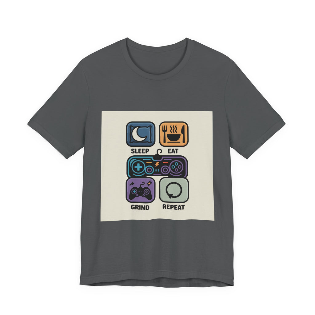 Gaming Life Unisex Tee - Sleep, Eat, Grind, Repeat Shirt, Gamer Gift, Funny Casual Tee, Perfect for Birthdays and Celebrations
