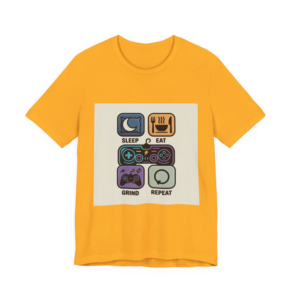 Gaming Life Unisex Tee - Sleep, Eat, Grind, Repeat Shirt, Gamer Gift, Funny Casual Tee, Perfect for Birthdays and Celebrations