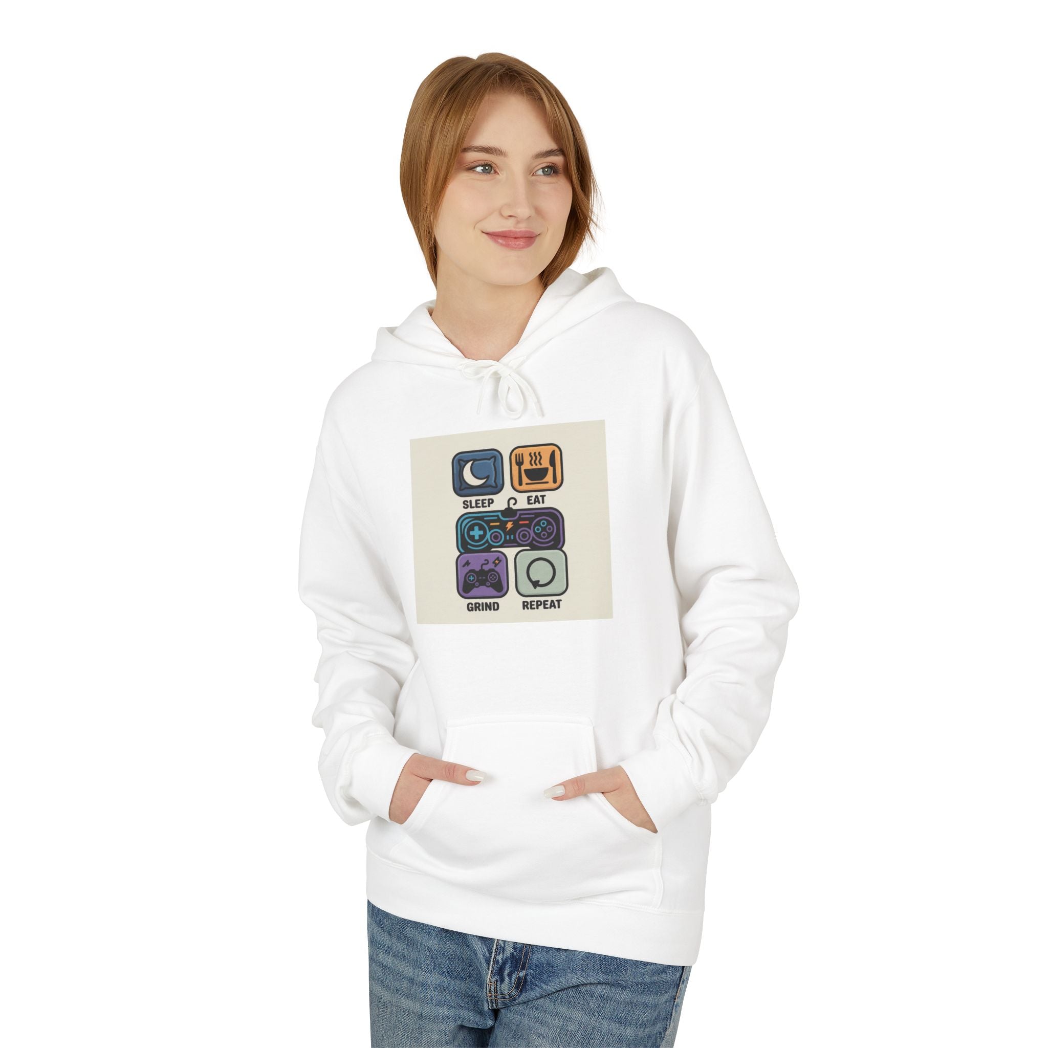 Sleep, Game, Repeat Hoodie - Cozy Unisex Fleece Pullover, Perfect for Gamers, Comfy Loungewear, Gift for Friends