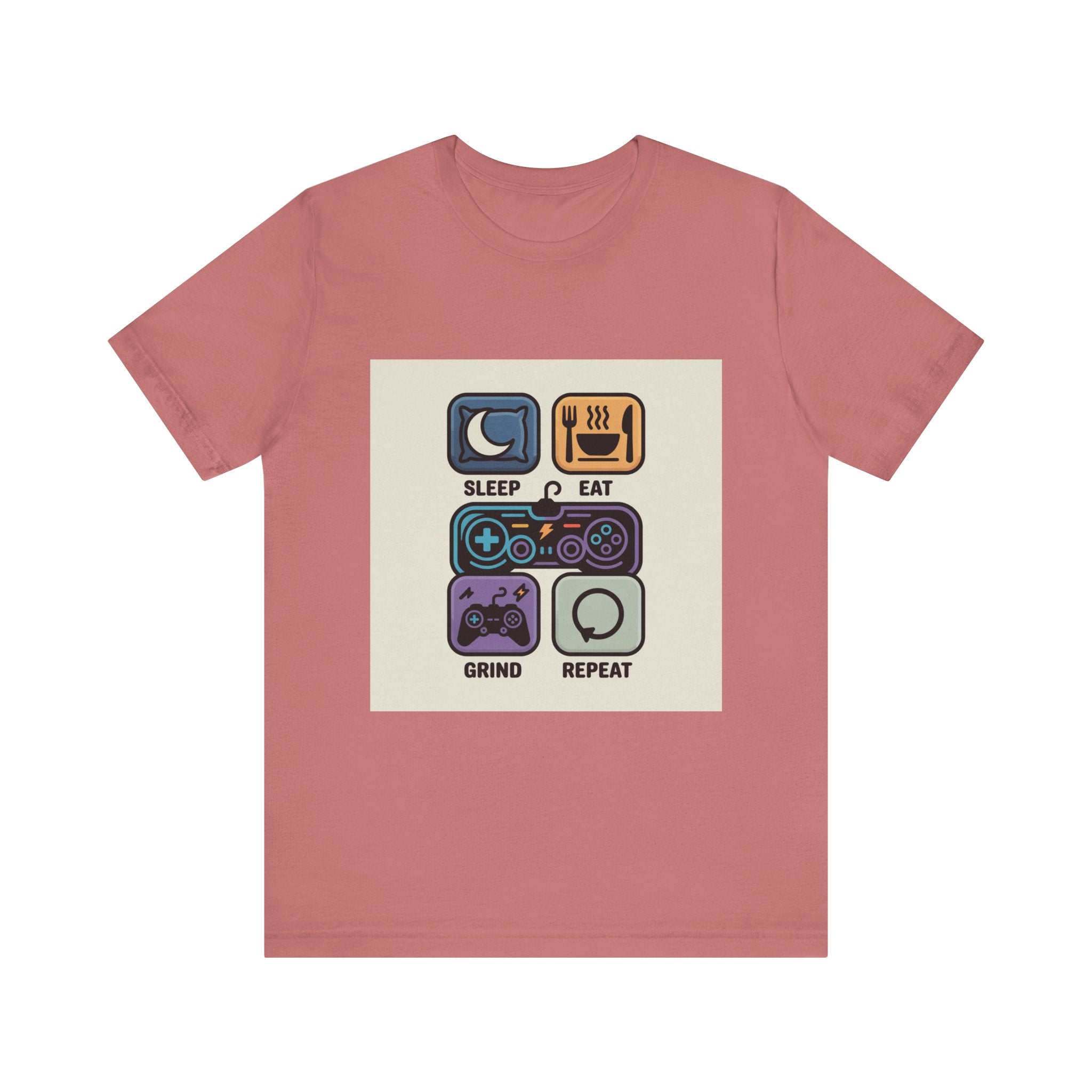 Gaming Life Unisex Tee - Sleep, Eat, Grind, Repeat Shirt, Gamer Gift, Funny Casual Tee, Perfect for Birthdays and Celebrations