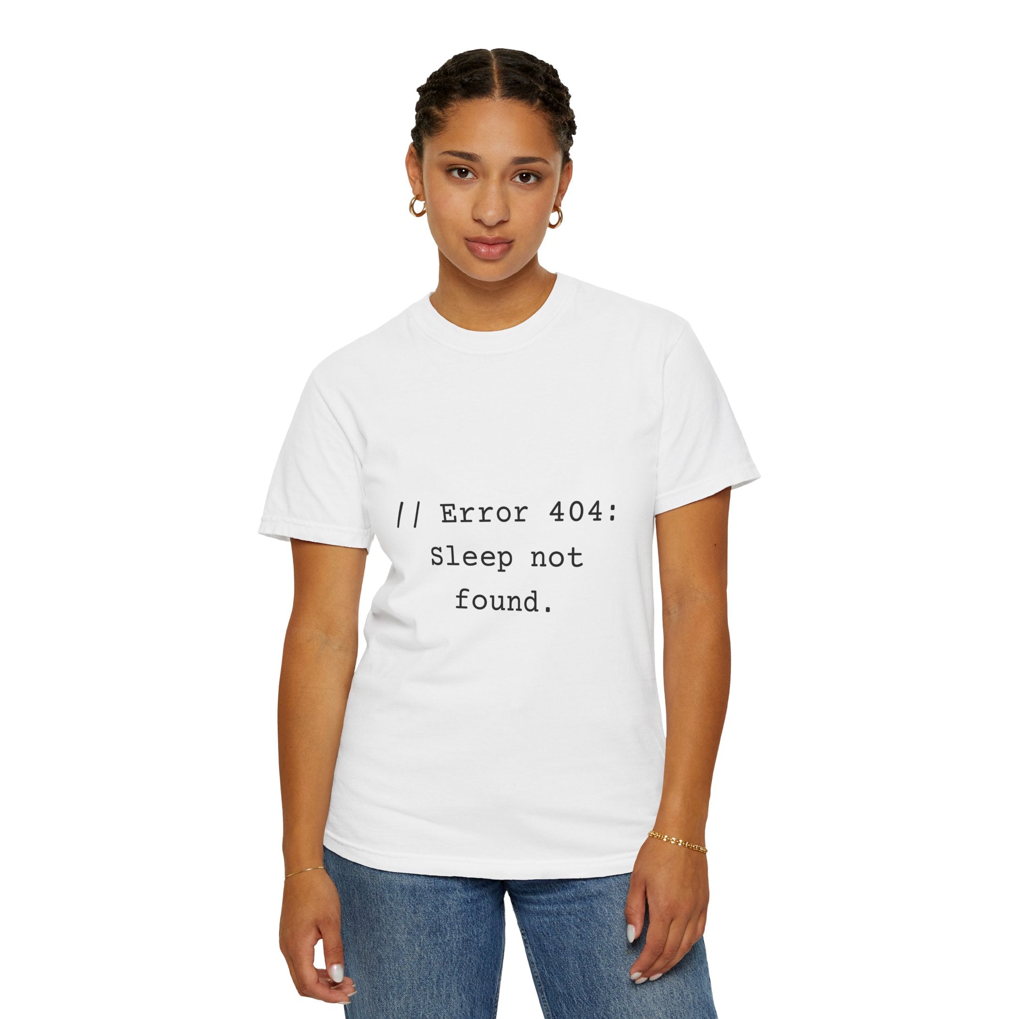 Error 404 Sleep Not Found Unisex T-Shirt, Funny Gift for Tech Lovers, Casual Fashion, Gift for Programmers, Relaxed Fit Tee, Humor Apparel