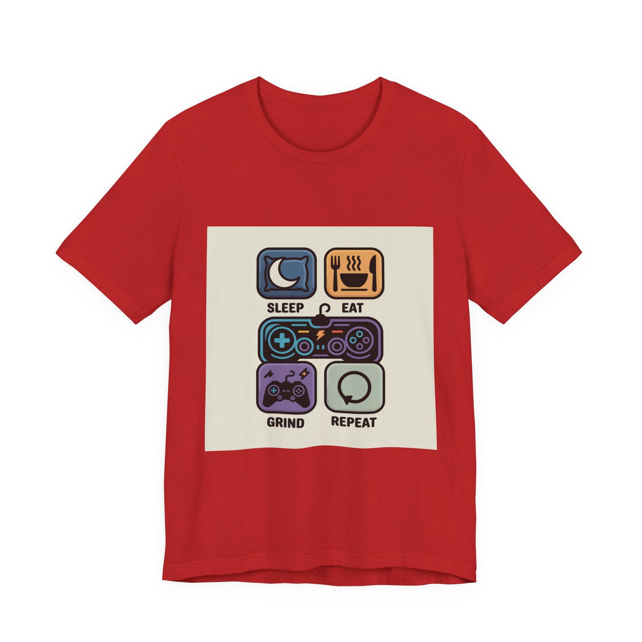 Gaming Life Unisex Tee - Sleep, Eat, Grind, Repeat Shirt, Gamer Gift, Funny Casual Tee, Perfect for Birthdays and Celebrations