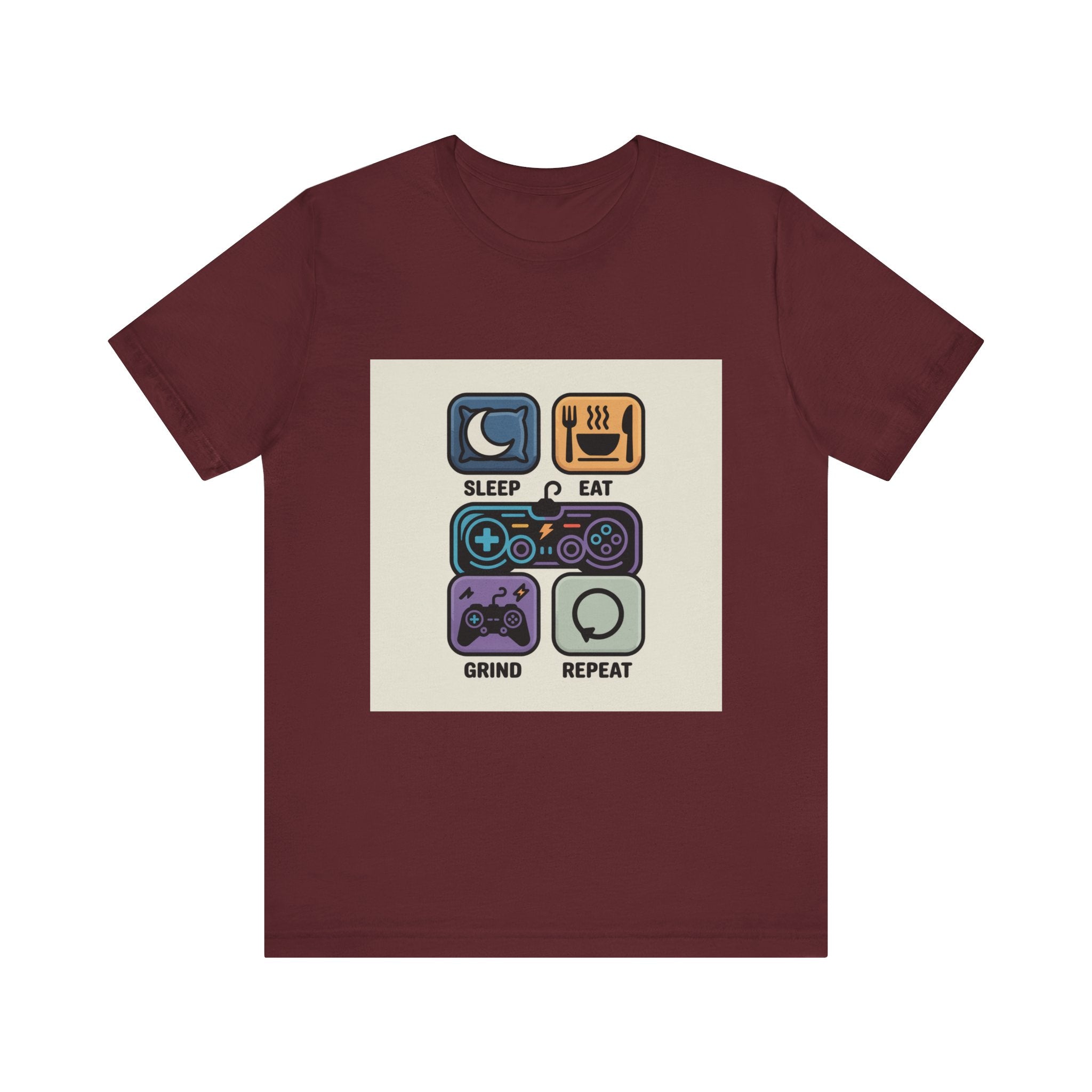 Gaming Life Unisex Tee - Sleep, Eat, Grind, Repeat Shirt, Gamer Gift, Funny Casual Tee, Perfect for Birthdays and Celebrations
