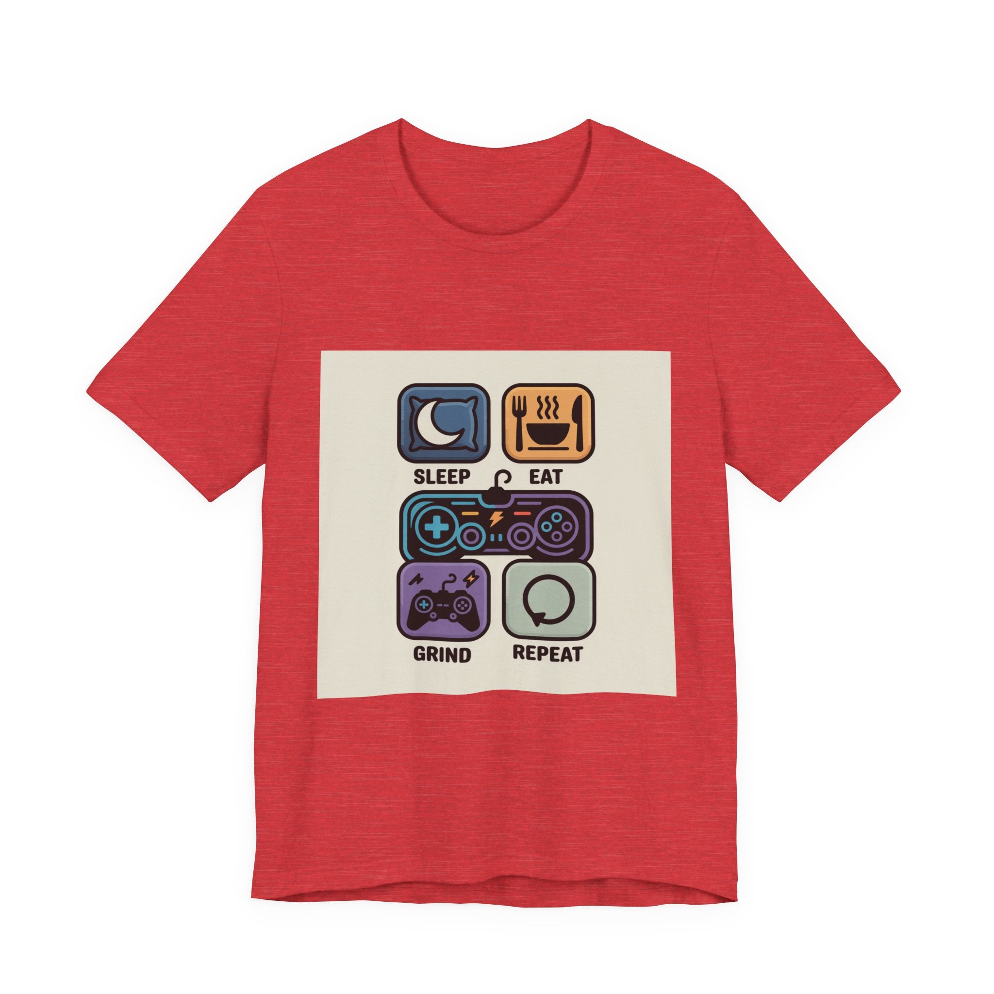 Gaming Life Unisex Tee - Sleep, Eat, Grind, Repeat Shirt, Gamer Gift, Funny Casual Tee, Perfect for Birthdays and Celebrations