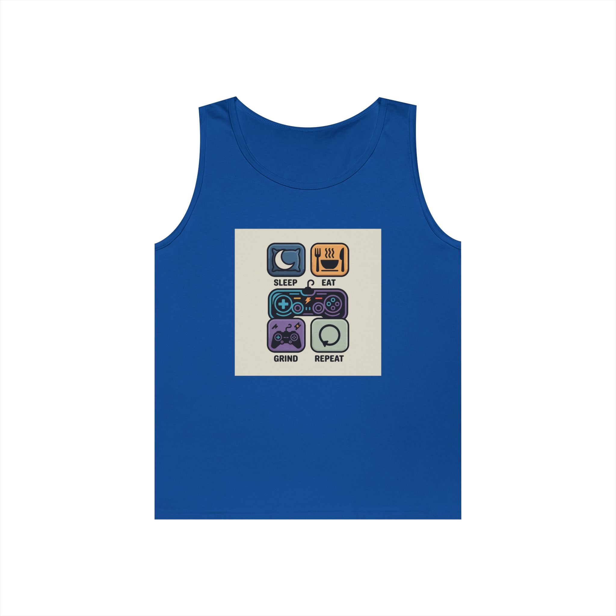 Gaming Lifestyle Tank Top | Sleep Eat Grind Replay | Unisex Cotton Tee for Gamers, Birthday Gift, Casual Wear, Funny Top, Gamer Apparel