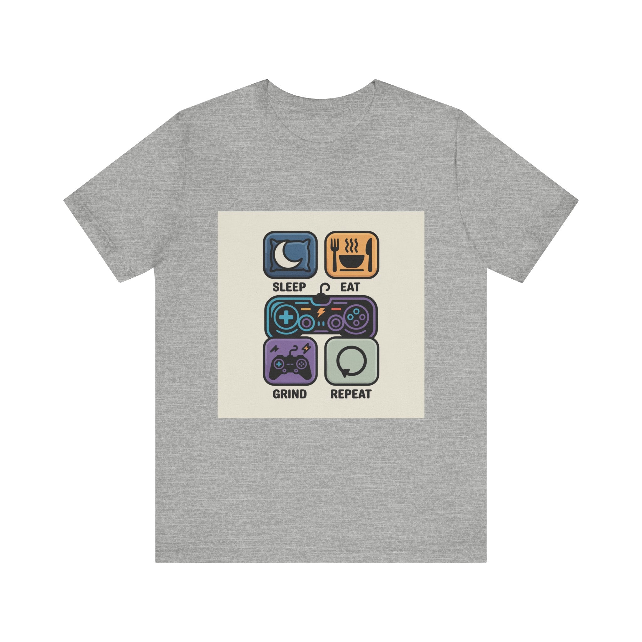 Gaming Life Unisex Tee - Sleep, Eat, Grind, Repeat Shirt, Gamer Gift, Funny Casual Tee, Perfect for Birthdays and Celebrations