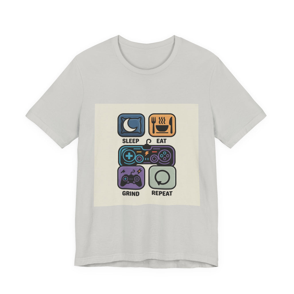 Gaming Life Unisex Tee - Sleep, Eat, Grind, Repeat Shirt, Gamer Gift, Funny Casual Tee, Perfect for Birthdays and Celebrations