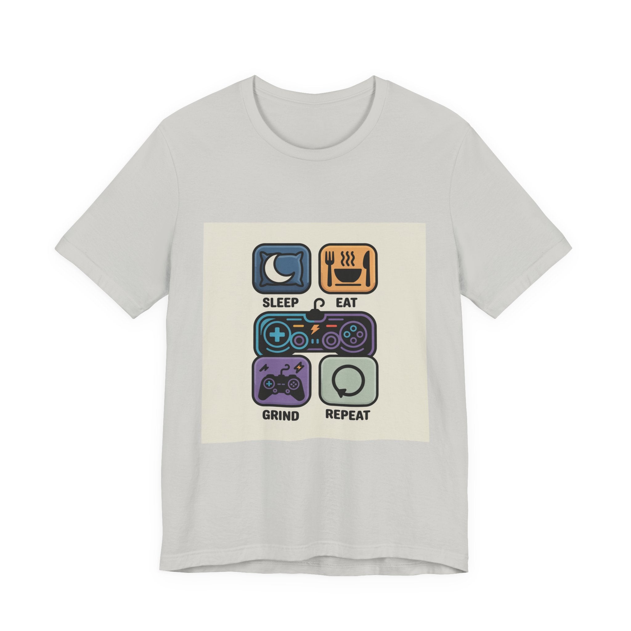 Gaming Life Unisex Tee - Sleep, Eat, Grind, Repeat Shirt, Gamer Gift, Funny Casual Tee, Perfect for Birthdays and Celebrations