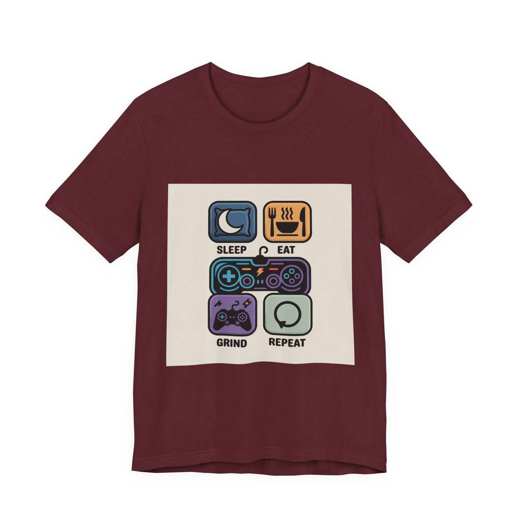 Gaming Life Unisex Tee - Sleep, Eat, Grind, Repeat Shirt, Gamer Gift, Funny Casual Tee, Perfect for Birthdays and Celebrations