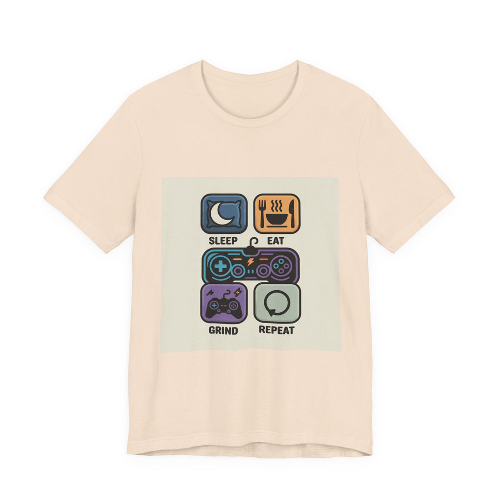 Gaming Life Unisex Tee - Sleep, Eat, Grind, Repeat Shirt, Gamer Gift, Funny Casual Tee, Perfect for Birthdays and Celebrations