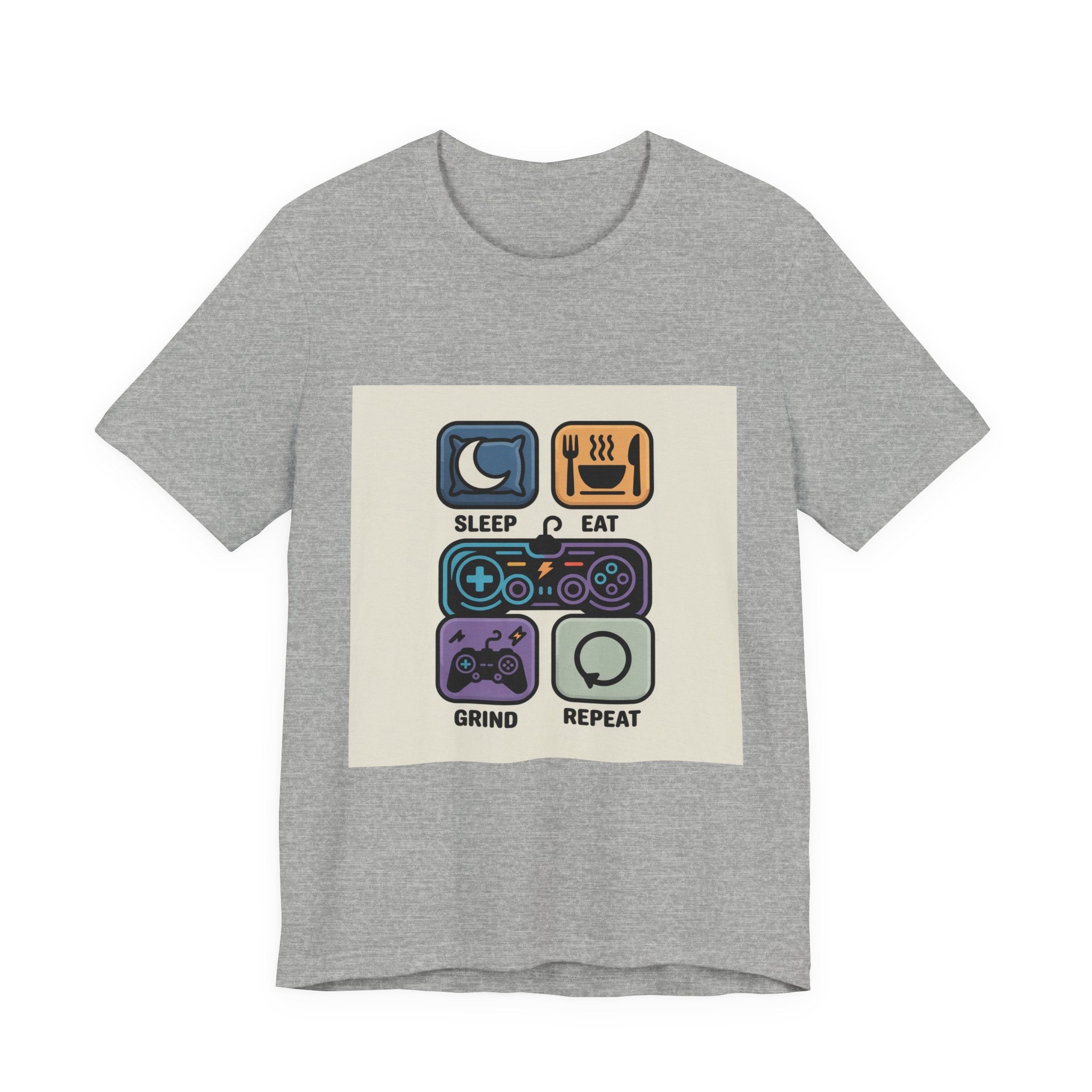 Gaming Life Unisex Tee - Sleep, Eat, Grind, Repeat Shirt, Gamer Gift, Funny Casual Tee, Perfect for Birthdays and Celebrations