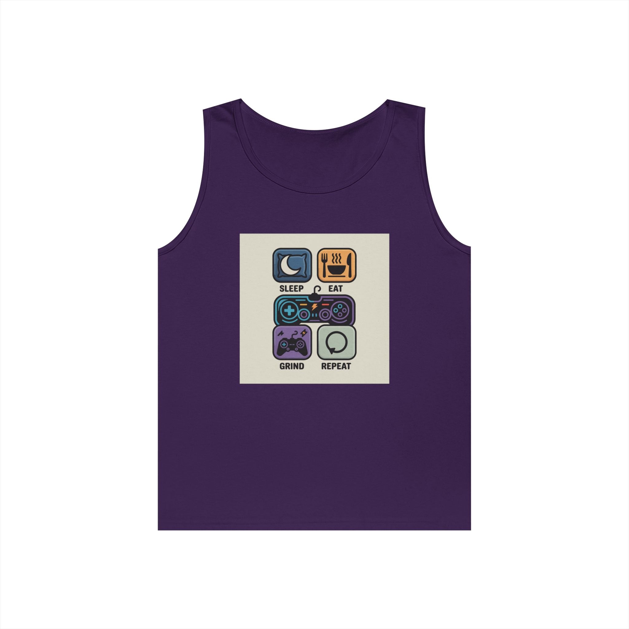 Gaming Lifestyle Tank Top | Sleep Eat Grind Replay | Unisex Cotton Tee for Gamers, Birthday Gift, Casual Wear, Funny Top, Gamer Apparel