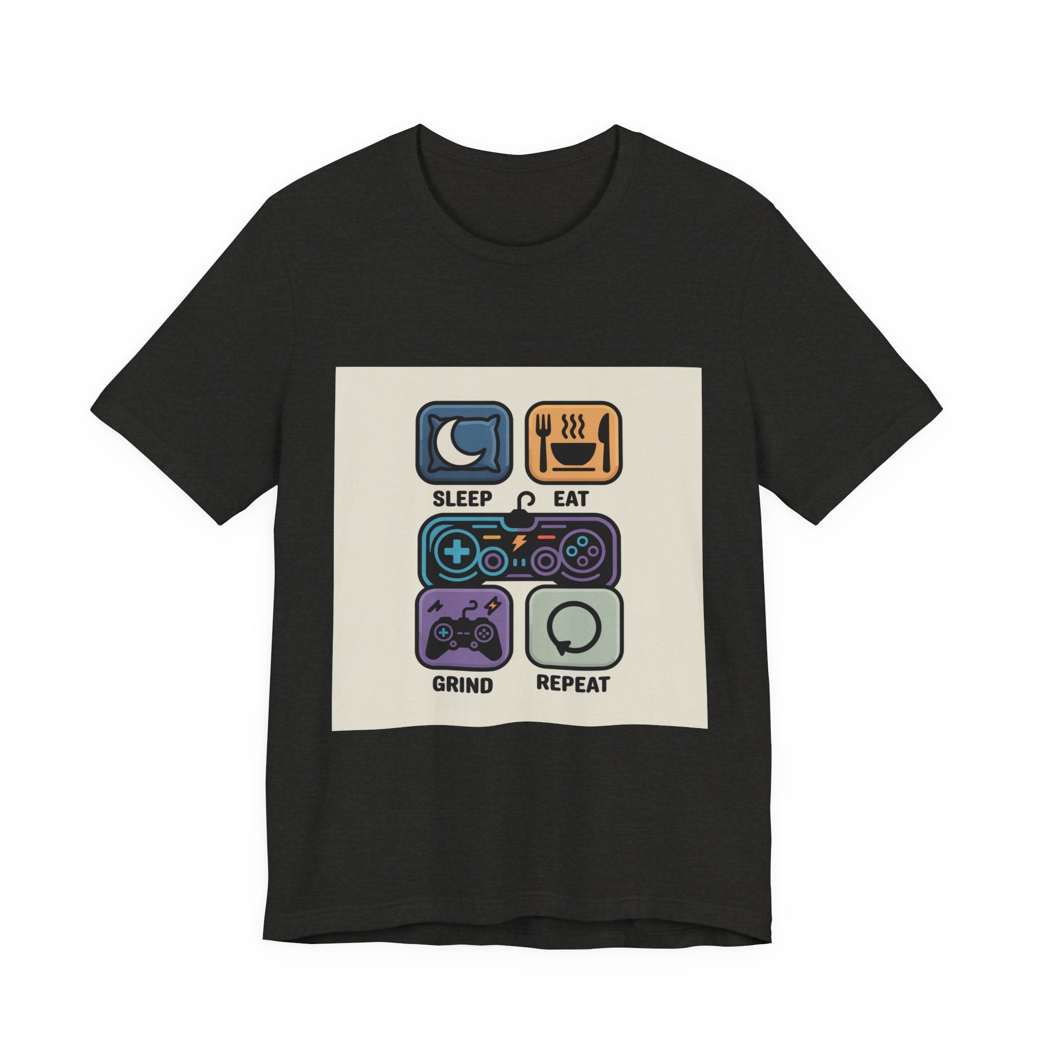 Gaming Life Unisex Tee - Sleep, Eat, Grind, Repeat Shirt, Gamer Gift, Funny Casual Tee, Perfect for Birthdays and Celebrations