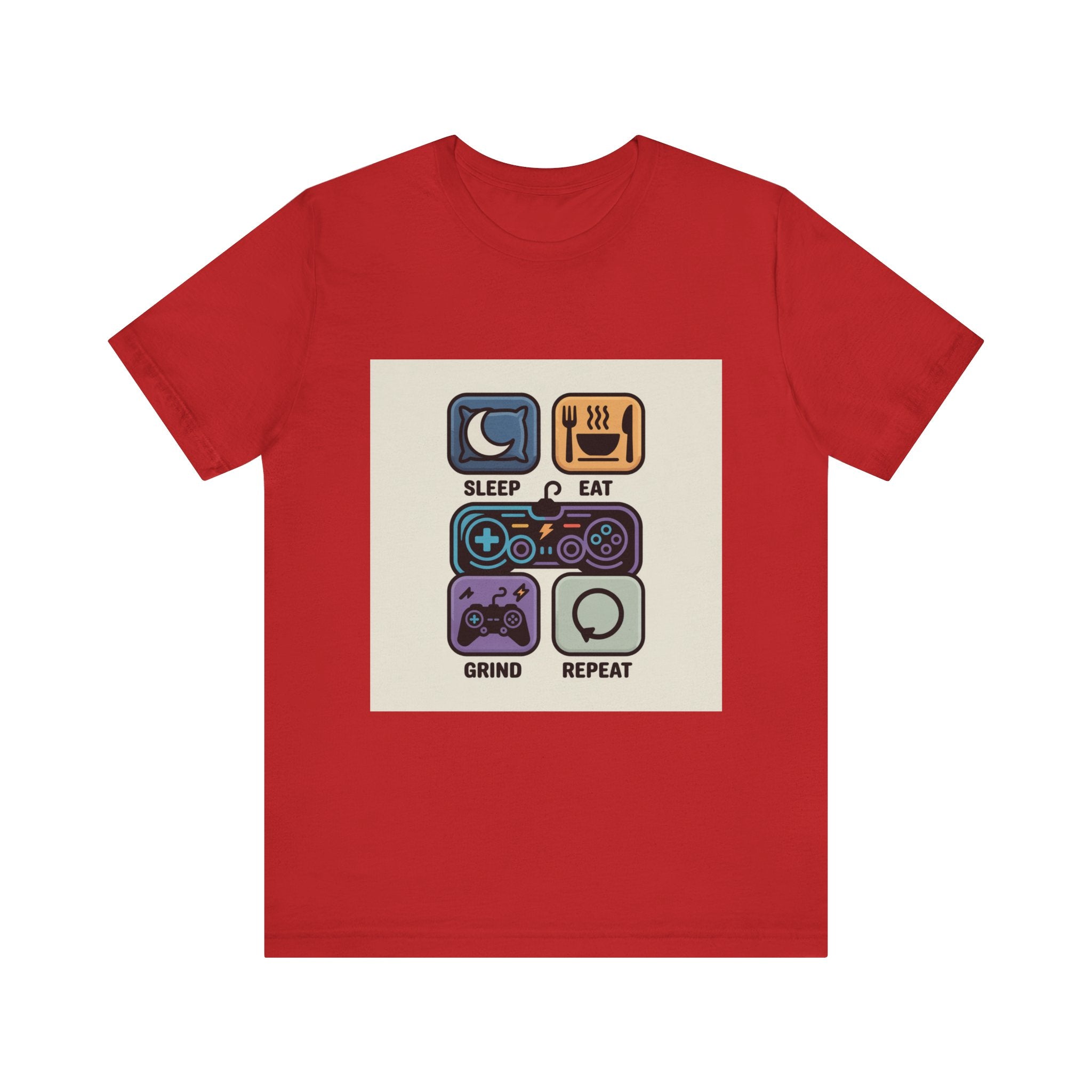Gaming Life Unisex Tee - Sleep, Eat, Grind, Repeat Shirt, Gamer Gift, Funny Casual Tee, Perfect for Birthdays and Celebrations