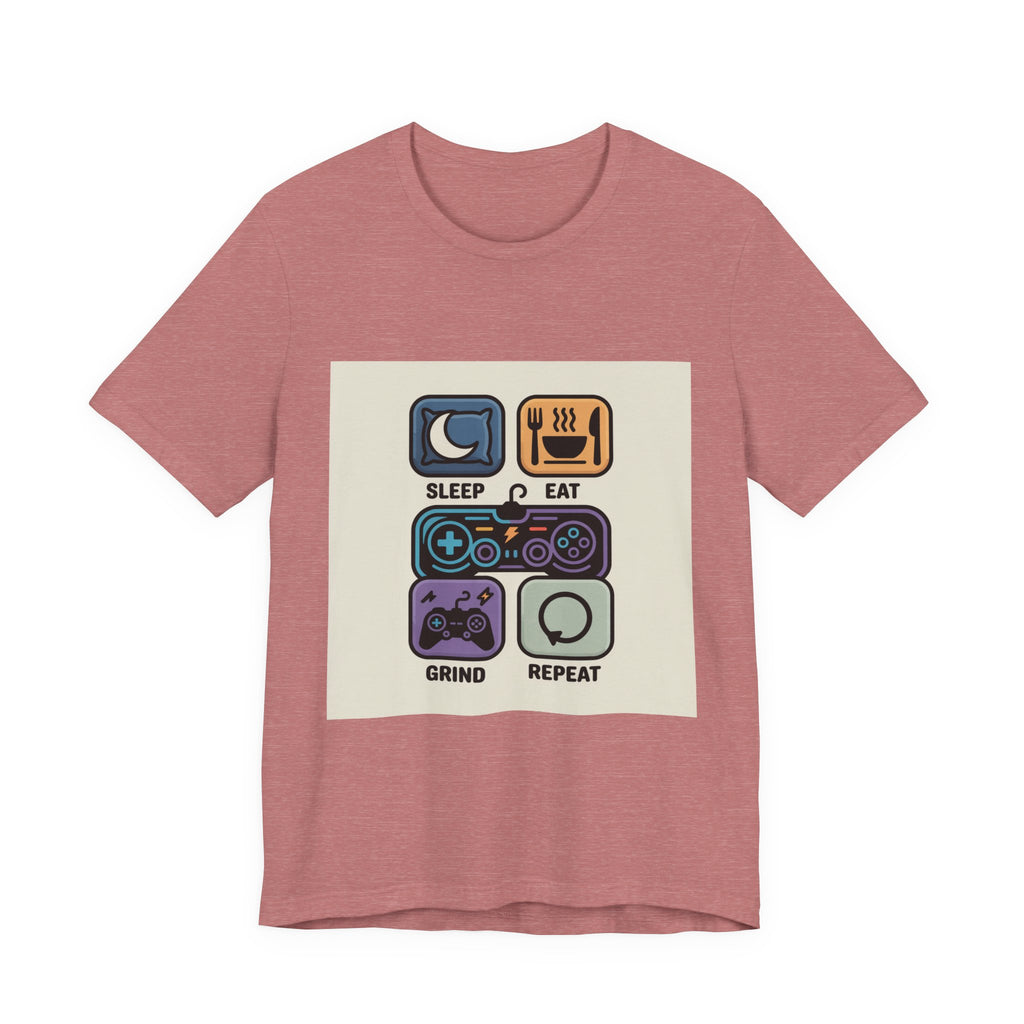 Gaming Life Unisex Tee - Sleep, Eat, Grind, Repeat Shirt, Gamer Gift, Funny Casual Tee, Perfect for Birthdays and Celebrations