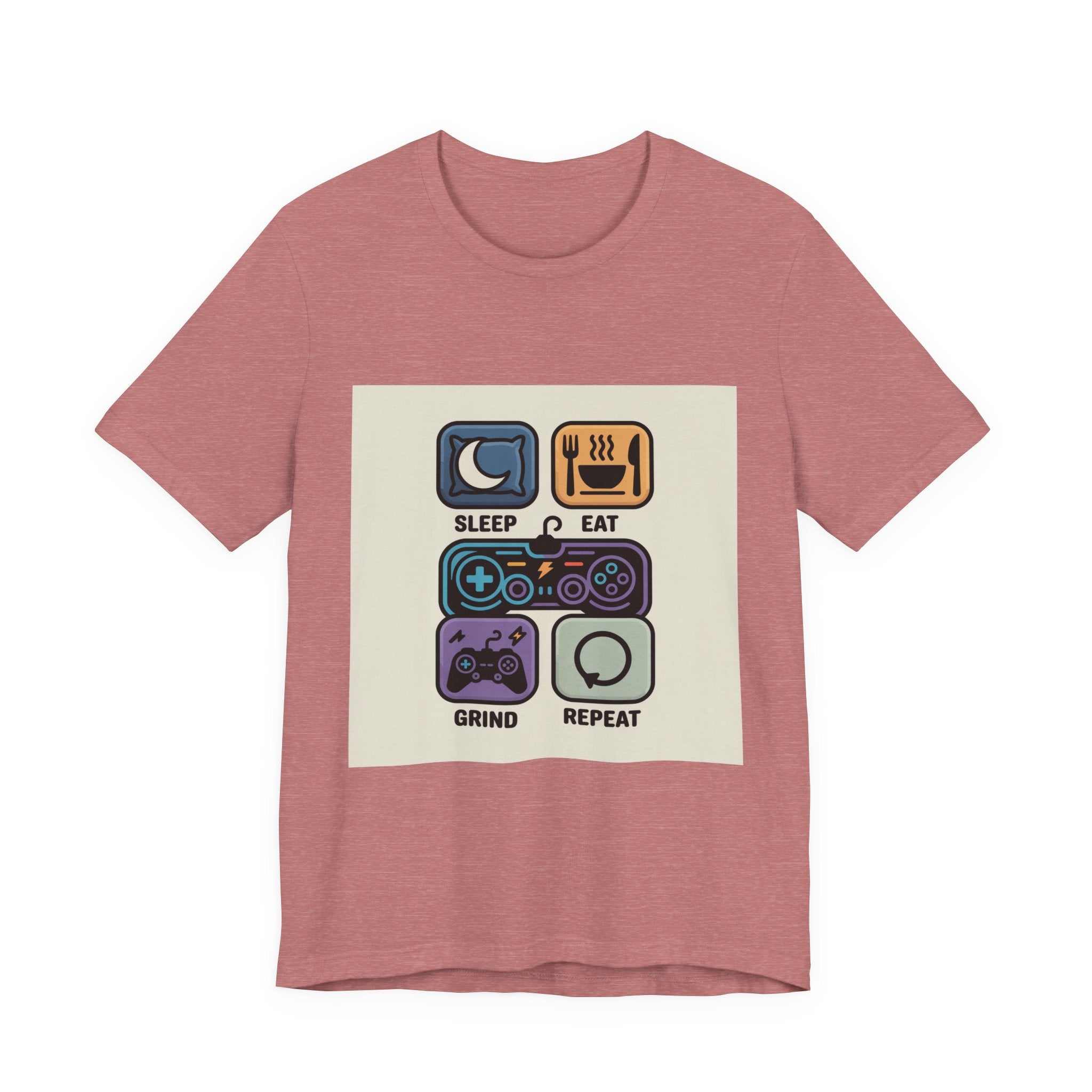 Gaming Life Unisex Tee - Sleep, Eat, Grind, Repeat Shirt, Gamer Gift, Funny Casual Tee, Perfect for Birthdays and Celebrations