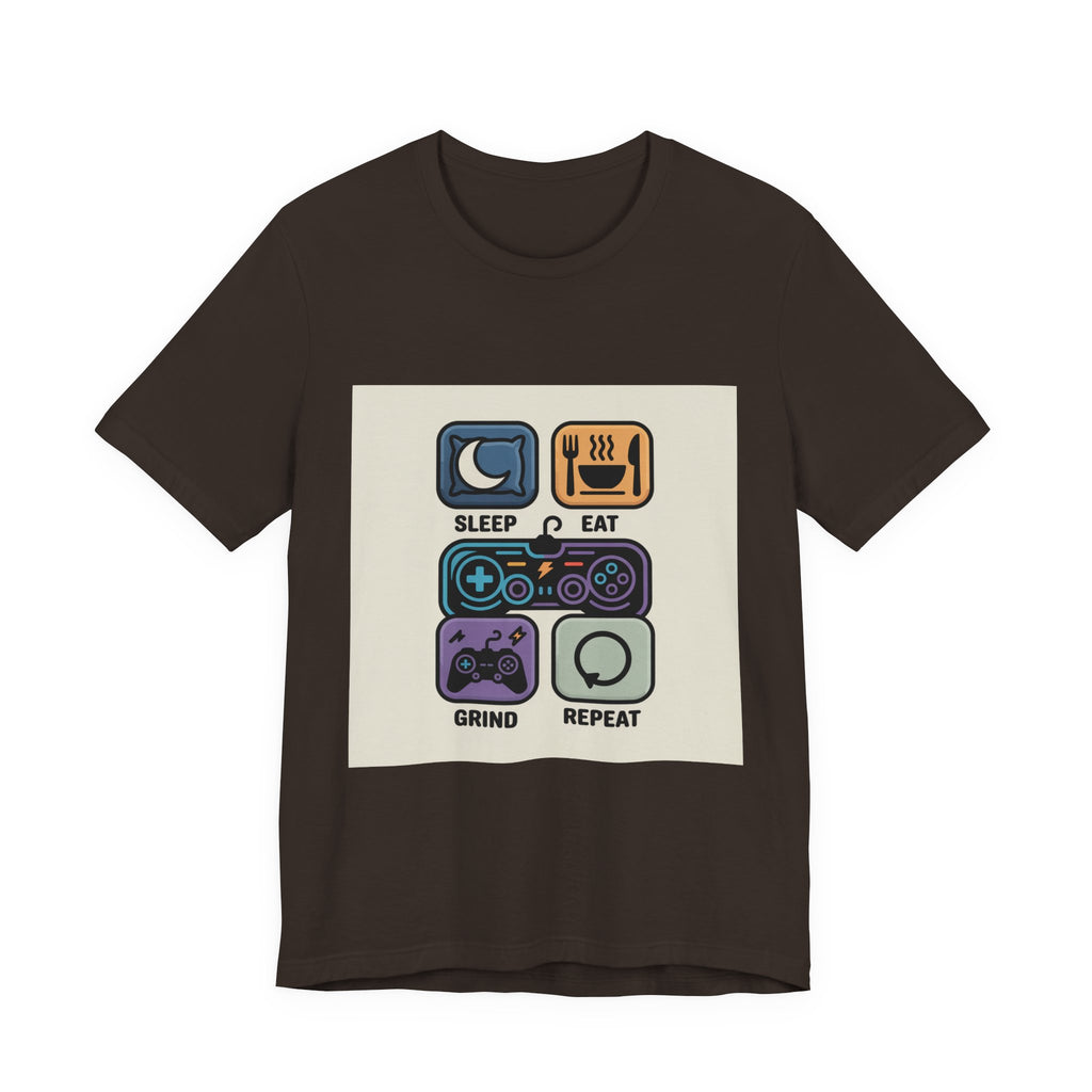 Gaming Life Unisex Tee - Sleep, Eat, Grind, Repeat Shirt, Gamer Gift, Funny Casual Tee, Perfect for Birthdays and Celebrations