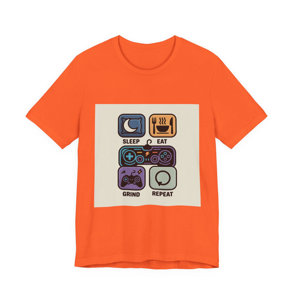Gaming Life Unisex Tee - Sleep, Eat, Grind, Repeat Shirt, Gamer Gift, Funny Casual Tee, Perfect for Birthdays and Celebrations