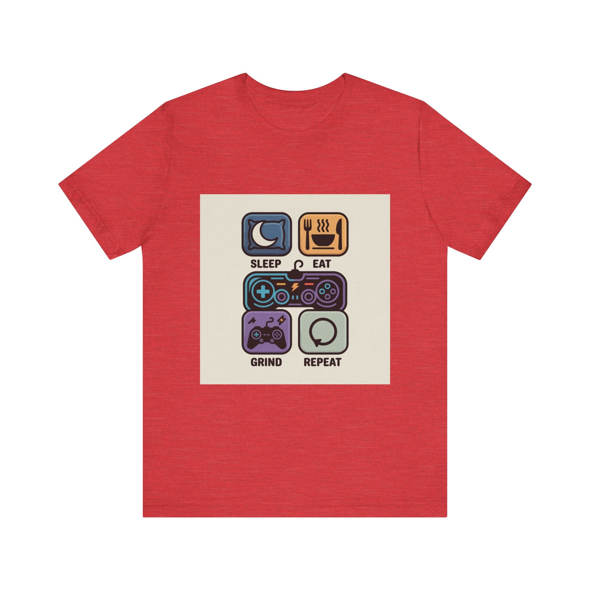 Gaming Life Unisex Tee - Sleep, Eat, Grind, Repeat Shirt, Gamer Gift, Funny Casual Tee, Perfect for Birthdays and Celebrations